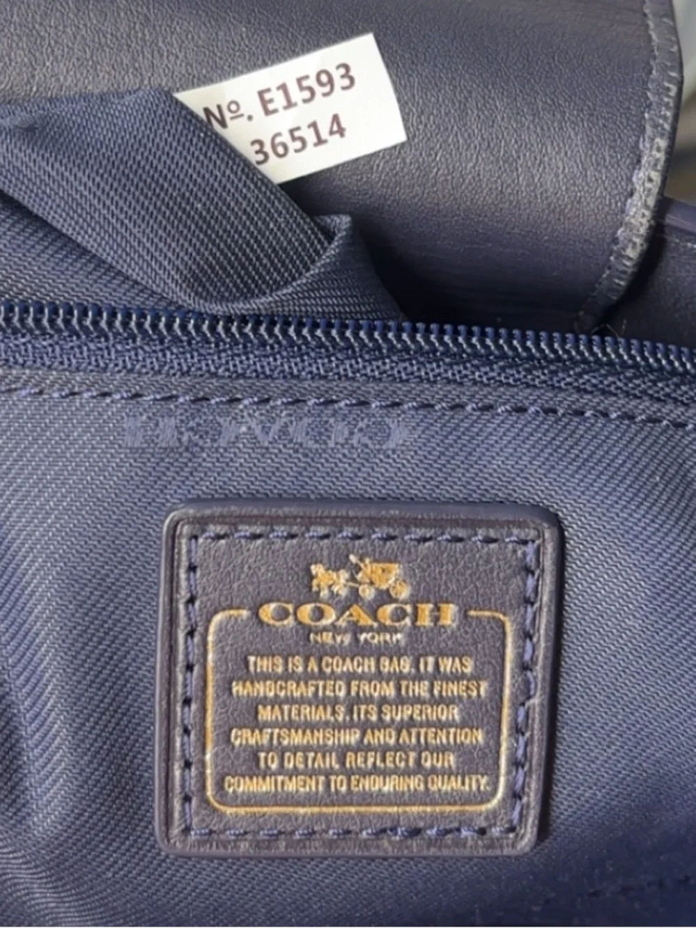 Coach 2015 Swagger Carryall Colorblock Leather Tote Satchel STONE Green Navy EUC - Picture 14 of 15